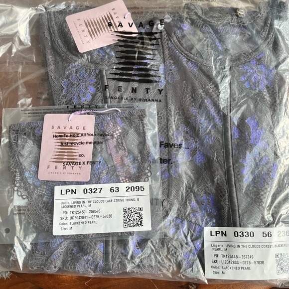 Savage X Fenty Living in the Clouds Iridescent Lace Bustier & Panty Set - Picture 16 of 17